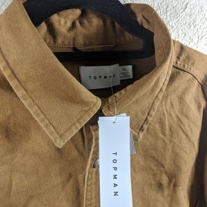Large Men's Topman Brown Button-up Shirt